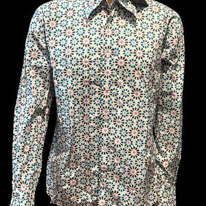TED BAKER GEOMETRIC PATTERNED SHIRT (SIZE 6- 17/35, XL) NWT